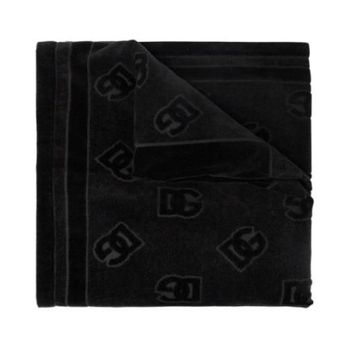 Dolce & Gabbana Strandhandduk med logotyp Black, Herr