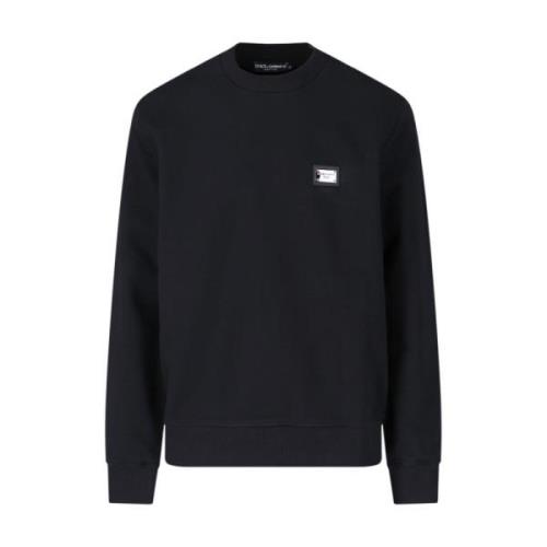 Dolce & Gabbana Svarta Logo Crewneck Sweaters Black, Herr