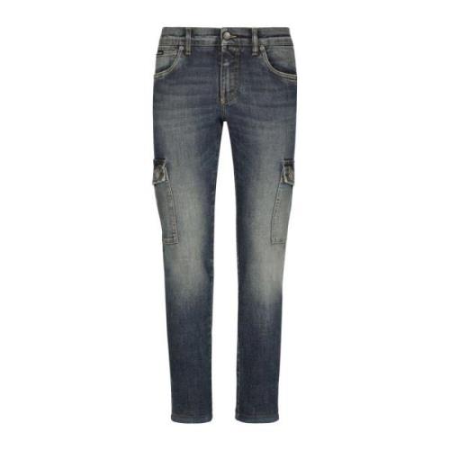 Dolce & Gabbana Slim Cargo Denim med Plaque Blue, Herr