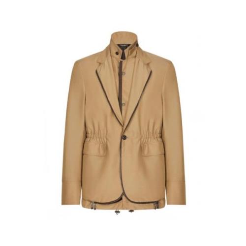 Dolce & Gabbana Kamelbrun Lagdelt Enkelknäppt Blazer Brown, Herr