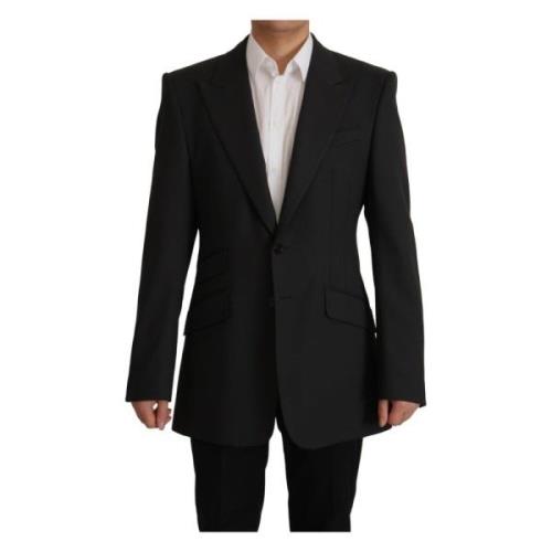 Dolce & Gabbana Stilren Svart Ull Enradig Blazer Black, Herr