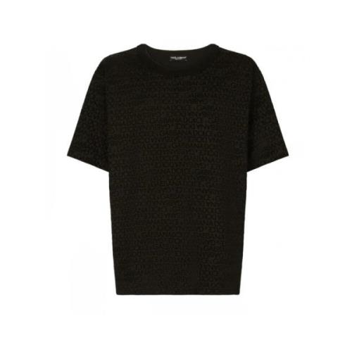 Dolce & Gabbana Logo Print Bomull T-shirt Black, Herr