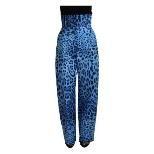 Dolce & Gabbana Leopardmönstrade Höga Midjbyxor Blue, Dam