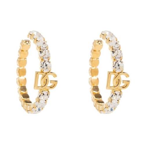 Dolce & Gabbana Brass earrings with logo Yellow, Dam
