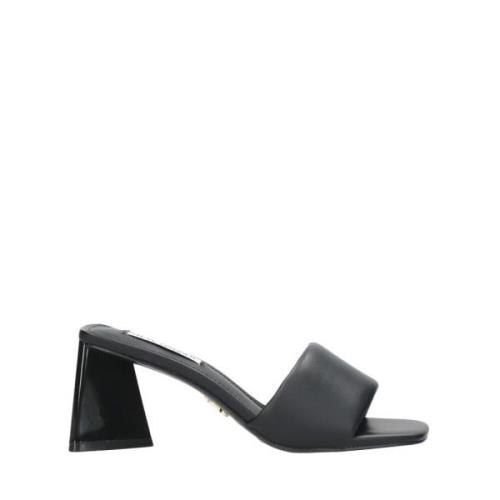 Steve Madden Svarta Sandaler i Faux Läder - 7cm Klack Black, Dam