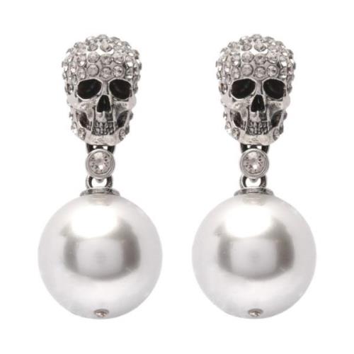 Alexander McQueen Skull Pearl Örhängen - Edgy Elegance Gray, Dam