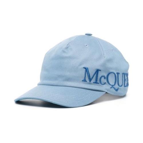 Alexander McQueen Blå Broderad Baseballkeps med Logotyp Blue, Herr