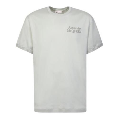 Alexander McQueen Vit T-shirt med Tonal Logo Brodyr White, Herr