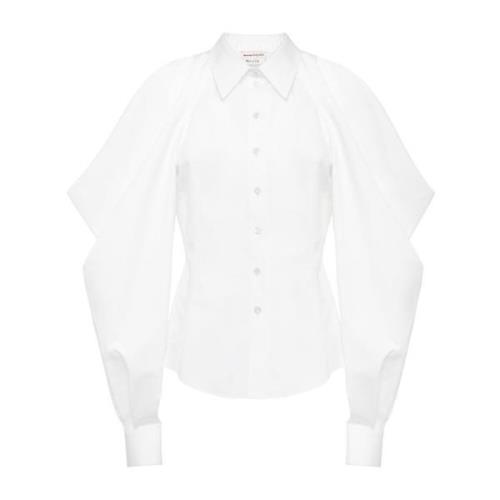 Alexander McQueen Ekologisk bomullsskjorta för kvinnor med italiensk k...