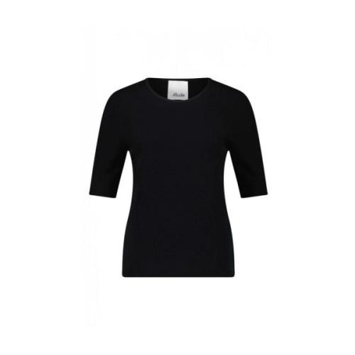 Allude Kortärmad ull-kashmir tröja Black, Dam