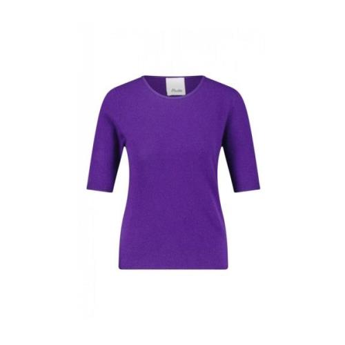 Allude Kortärmad ull-kashmir tröja Purple, Dam