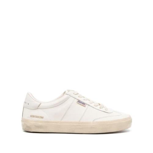 Golden Goose Slitna Läder Lågtop Sneakers White, Herr