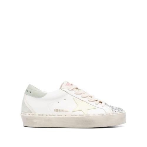 Golden Goose Glitter Tå Läderstjärna och Häl Mocka Sporre White, Dam