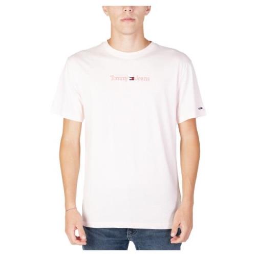 Tommy Jeans Herr Klassisk T-Shirt med Liten Text Pink, Herr