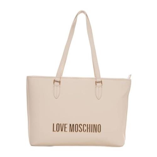 Love Moschino Logo Shopper Väska Beige, Dam