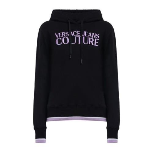 Versace Jeans Couture Broderad logotyp hoodie Black, Dam