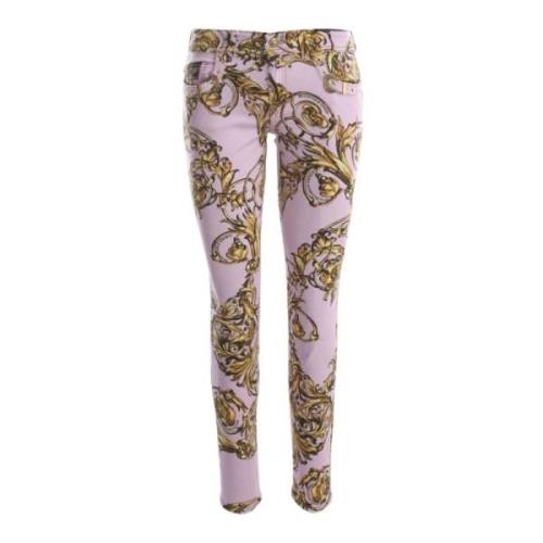 Versace Jeans Couture Rosa tryckta skinny jeans Pink, Dam