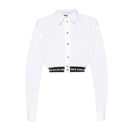 Versace Jeans Couture Vit kortärmad skjorta med svart elastisk fåll oc...