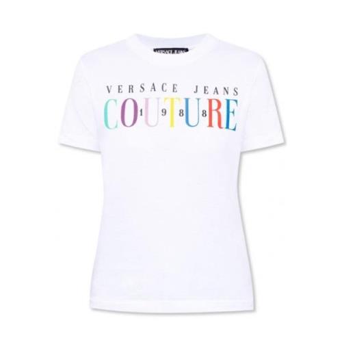 Versace Jeans Couture Multifärgad Logo T-shirt för Kvinnor - S White, ...