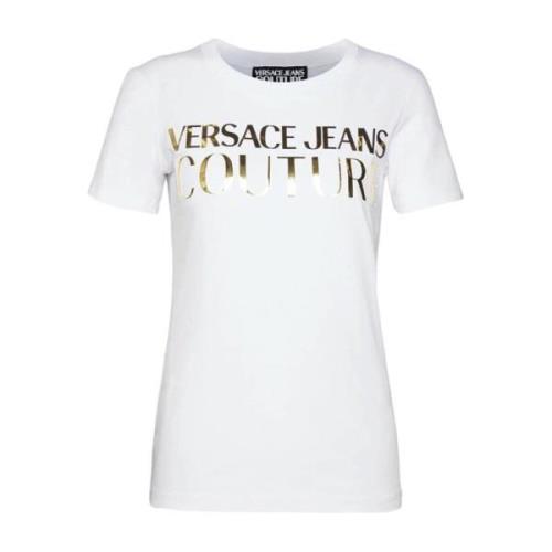 Versace Jeans Couture Bianca Dam Kortärmad T-shirt med Logotyp White, ...