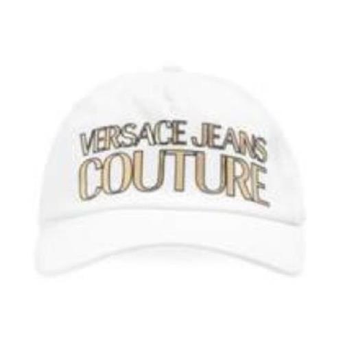 Versace Jeans Couture Vit Unisex Hatt med Guldlogga White, Unisex