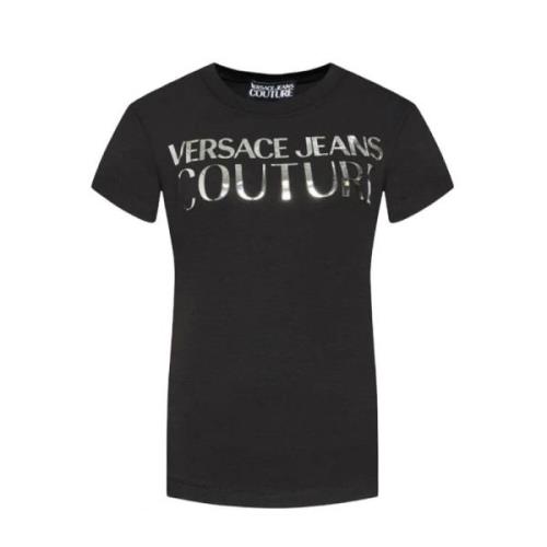 Versace Jeans Couture Svart dam T-shirt med logotyp Black, Dam