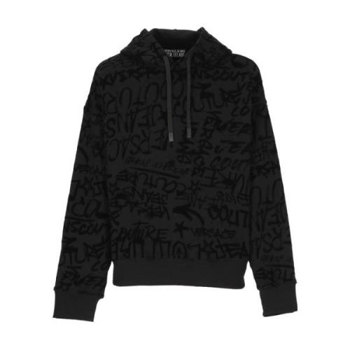 Versace Jeans Couture Svart bomullshoodie med graffiti mönster Black, ...