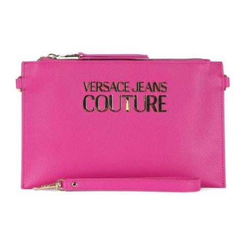 Versace Jeans Couture Logo Front Saffiano Clutch Pink, Dam