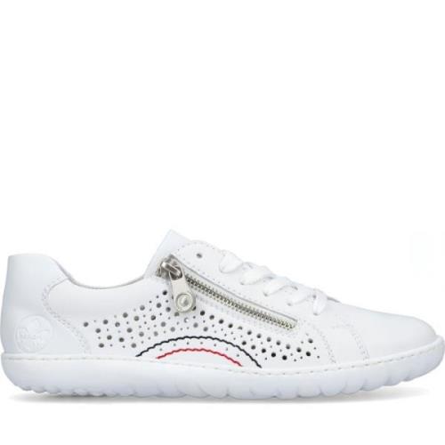 Rieker Vita Läder Sneakers för Kvinnor White, Dam