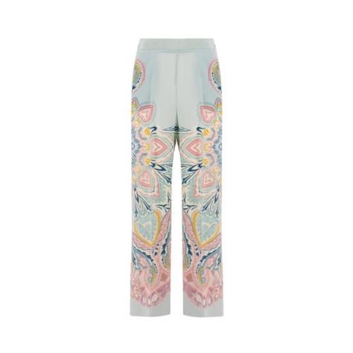 Etro Leather Trousers Blue, Dam