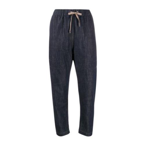 Brunello Cucinelli Dimmade Jeans med Elastisk Midja Blue, Dam