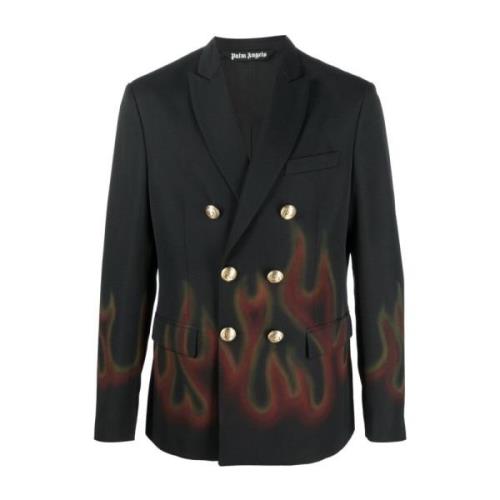 Palm Angels Svart Ullblandning Blazer för Män Black, Herr