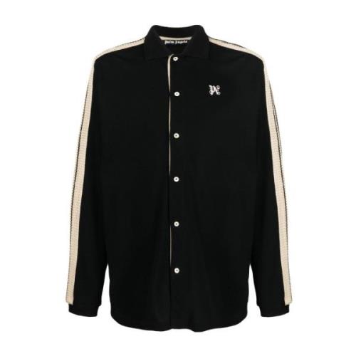 Palm Angels Svart Monogram Piquet Trackshirt Black, Herr