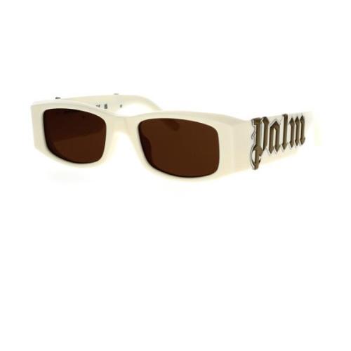 Palm Angels Rockinspirerade solglasögon med gotiskt logotyp White, Uni...