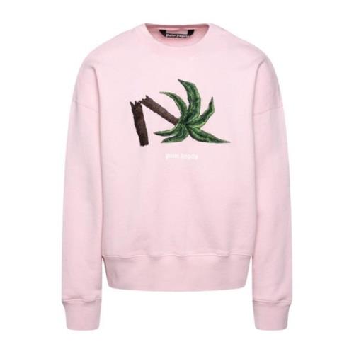Palm Angels Logo Sweatshirt med Broderad Detalj Pink, Herr