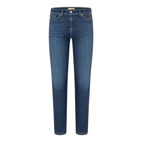 Cambio Slim-Fit Cropped Jeans Blue, Dam