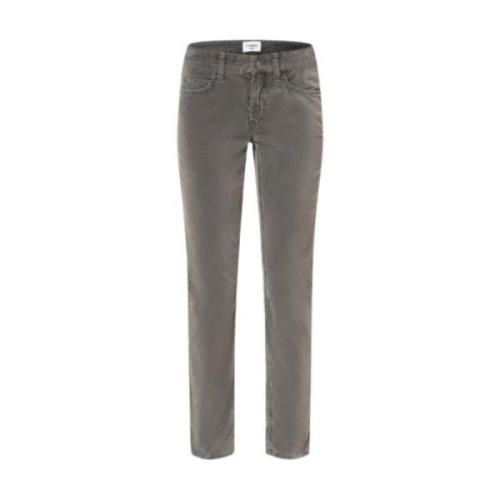 Cambio Velvet Straight Jeans Gray, Dam