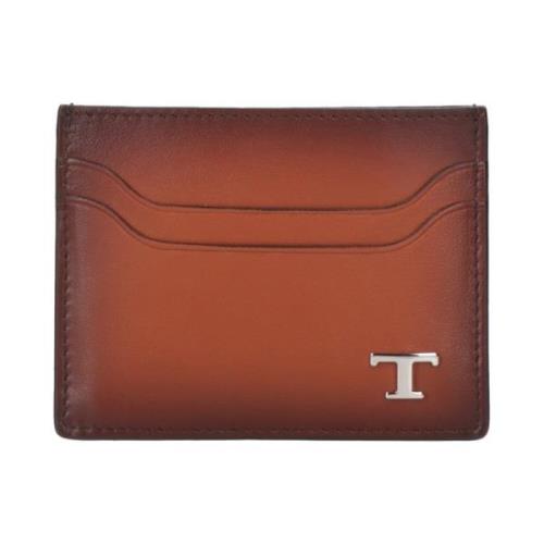 Tod's Läderplånbok med Metall T Logo Brown, Herr