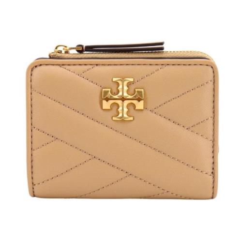 Tory Burch Beige Läderplånbok med Tryckknapp Beige, Dam