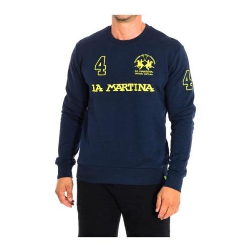 La Martina Grön Rundhalsad Sweatshirt med Broderad Logotyp Blue, Herr