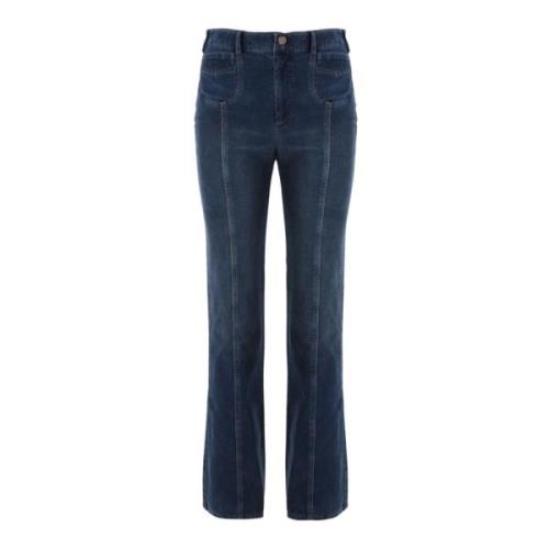 See by Chloé Räfflad Corduroy Flare Jeans Blue, Dam