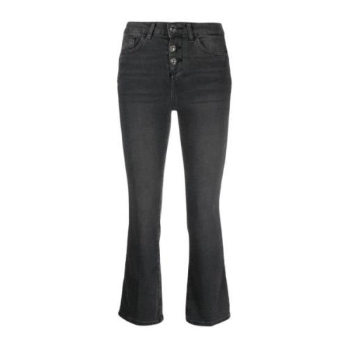 Liu Jo Stiliga Flared Cropped Jeans Black, Dam