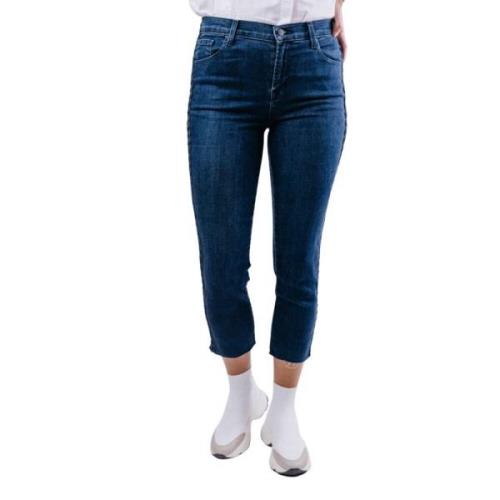 J Brand Slim Cropped Jeans med Flätade Avslutningar Blue, Dam