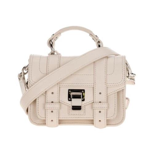 Proenza Schouler Läderhandväska med Silverfärgad Tab-stängning Beige, ...