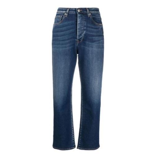 3X1 Blå Straight Jeans med Veck Effekt Blue, Dam