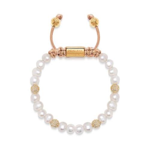 Nialaya Women`s Beaded Bracelet with Pearl and Gold Multicolor, Dam