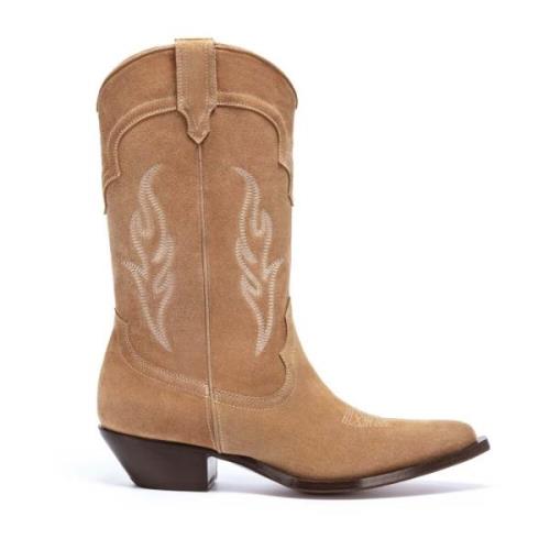 Sonora Cowboyboots i cognac mocka med off-white brodyr Brown, Herr