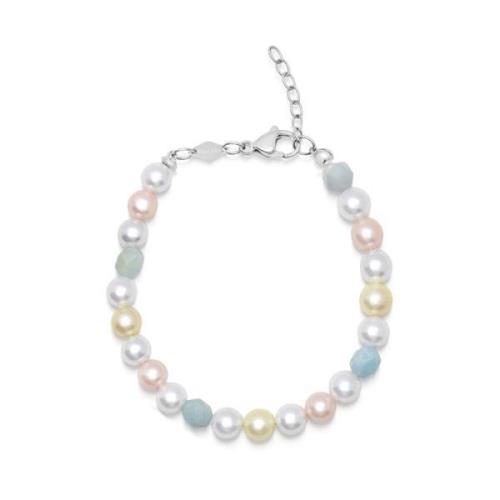 Nialaya Women`s Pearl Bracelet with Faceted Amazonite Gray, Dam