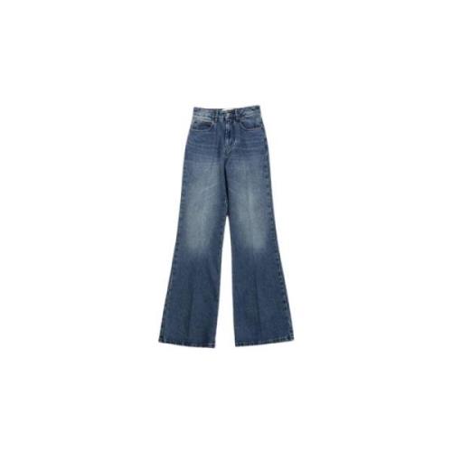 Ami Paris Blå Flare Jeans - Trendig Stil Blue, Dam
