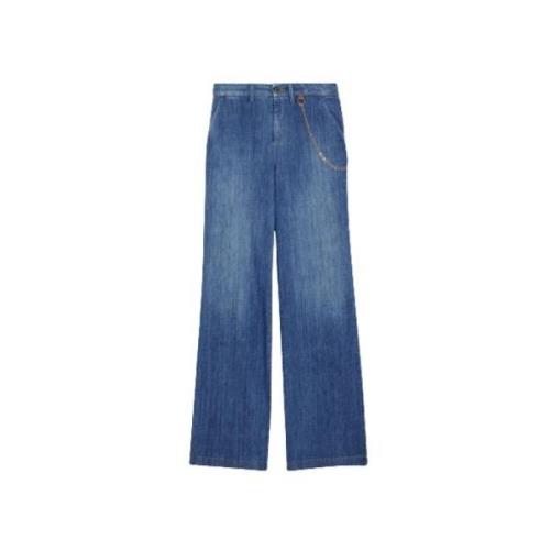 Liu Jo Högmidjade New Flare Denim Jeans Blue, Dam